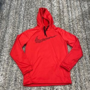 Nike red long sleeve, dry fit hoodie, size small
